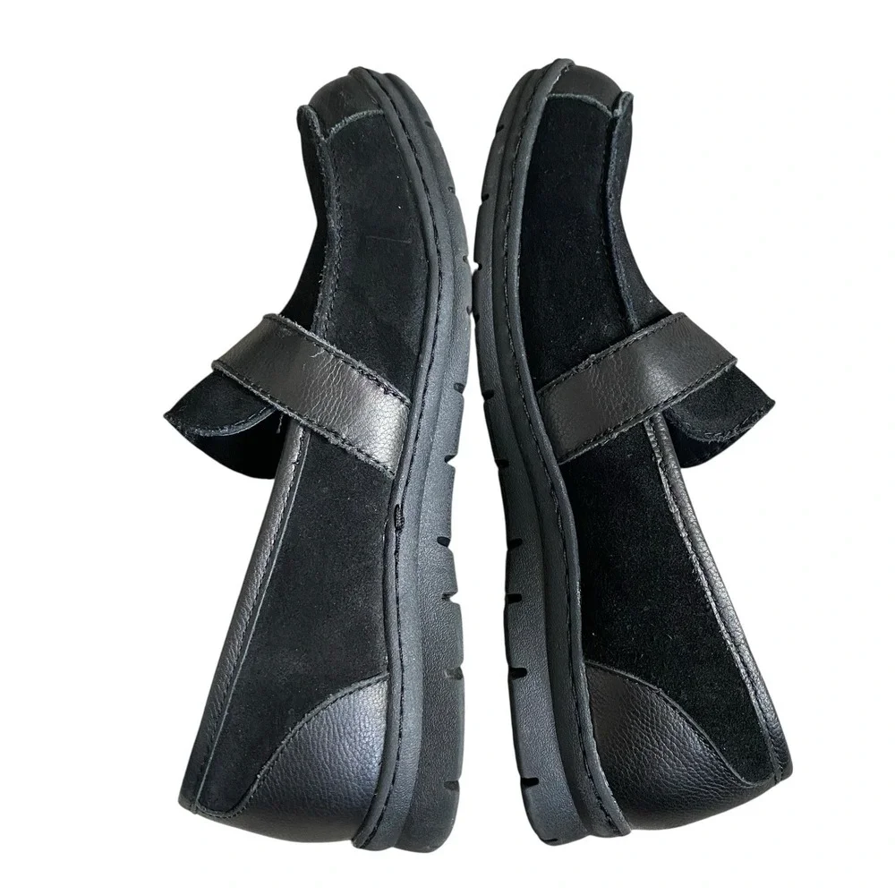 Born Erna Loafer Women 8.5 EU 39 Black Suede Leather Slip On Flat Comfort Casual